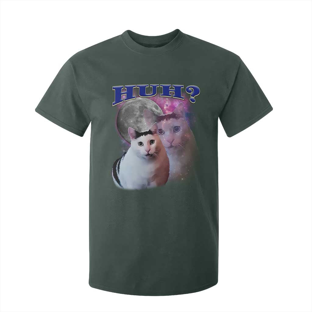 Funny Cat Emotion Meme T Shirt For Kid Huh Silly Sarcasm TS02 Dark Forest Green Print Your Wear