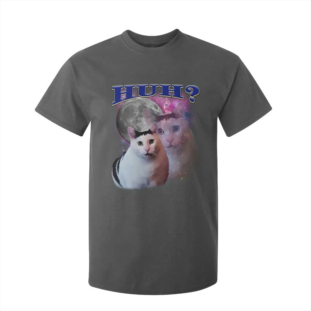 Funny Cat Emotion Meme T Shirt For Kid Huh Silly Sarcasm TS02 Dark Heather Print Your Wear