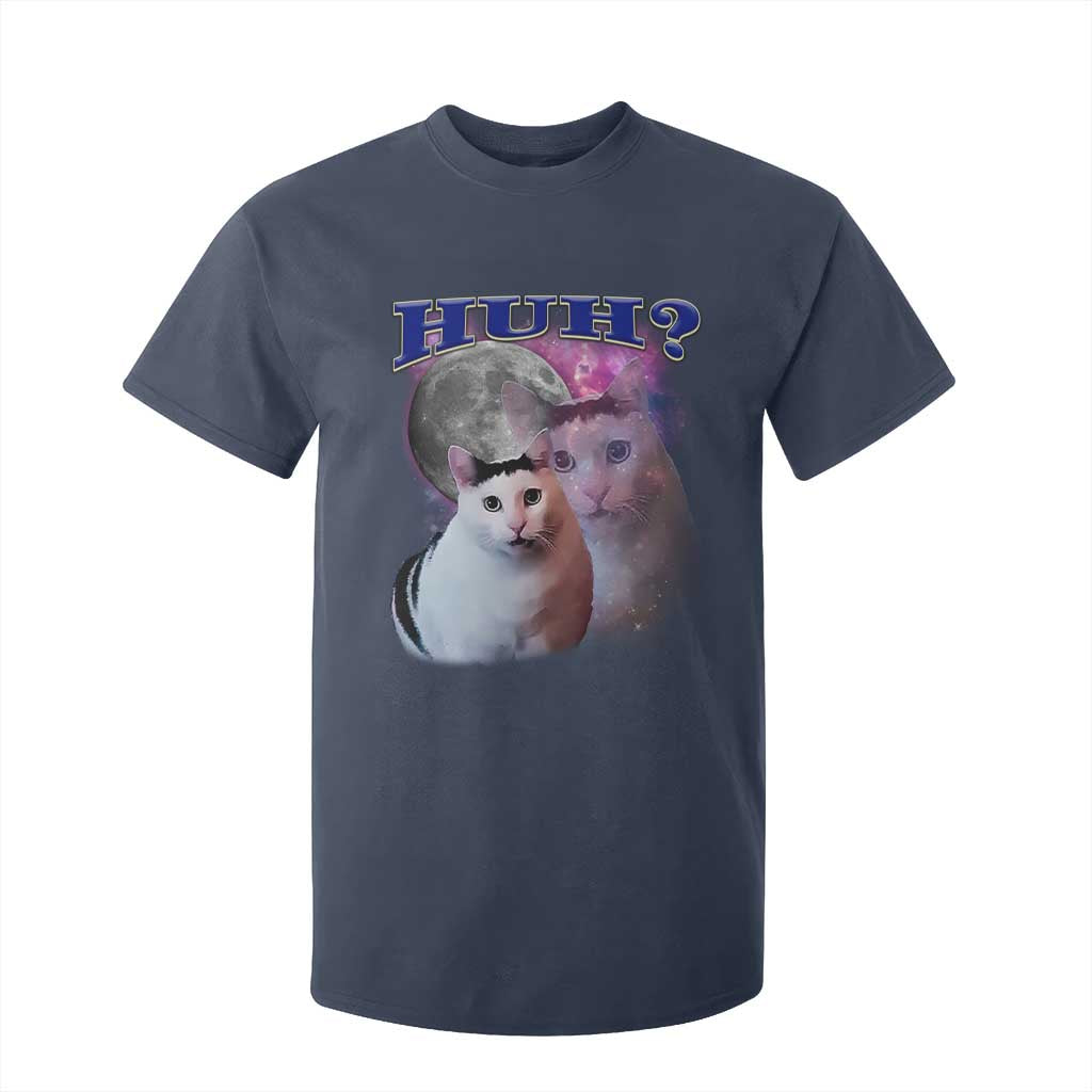Funny Cat Emotion Meme T Shirt For Kid Huh Silly Sarcasm TS02 Navy Print Your Wear