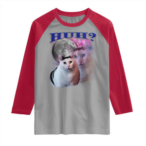 Funny Cat Emotion Meme Raglan Shirt Huh Silly Sarcasm TS02 Sport Gray Red Print Your Wear