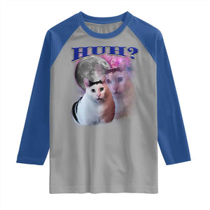 Funny Cat Emotion Meme Raglan Shirt Huh Silly Sarcasm TS02 Sport Gray Royal Print Your Wear