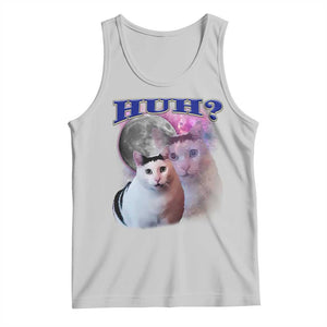 Funny Cat Emotion Meme Tank Top Huh Silly Sarcasm TS02 Ash Print Your Wear