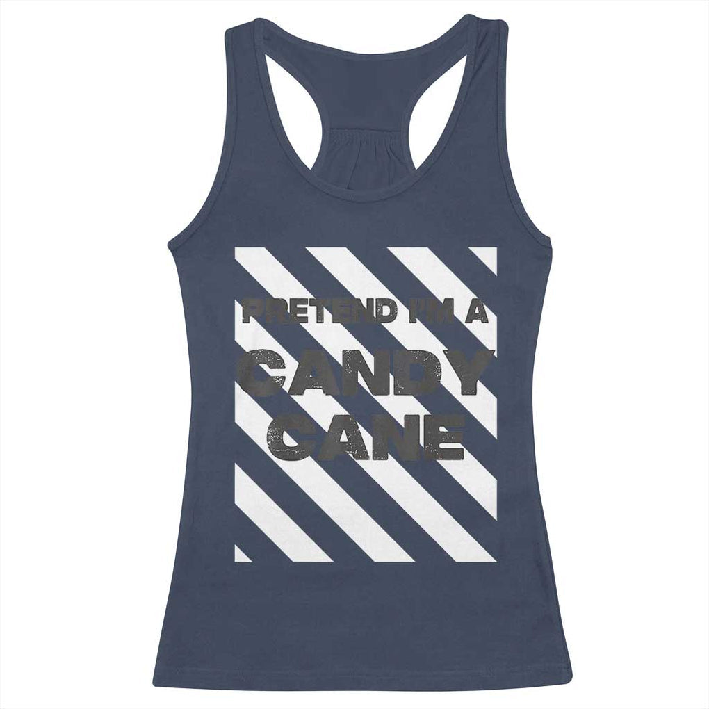 Funny Christmas Costume Racerback Tank Top Pretend I'm A Candy Cane TS02 Navy Print Your Wear