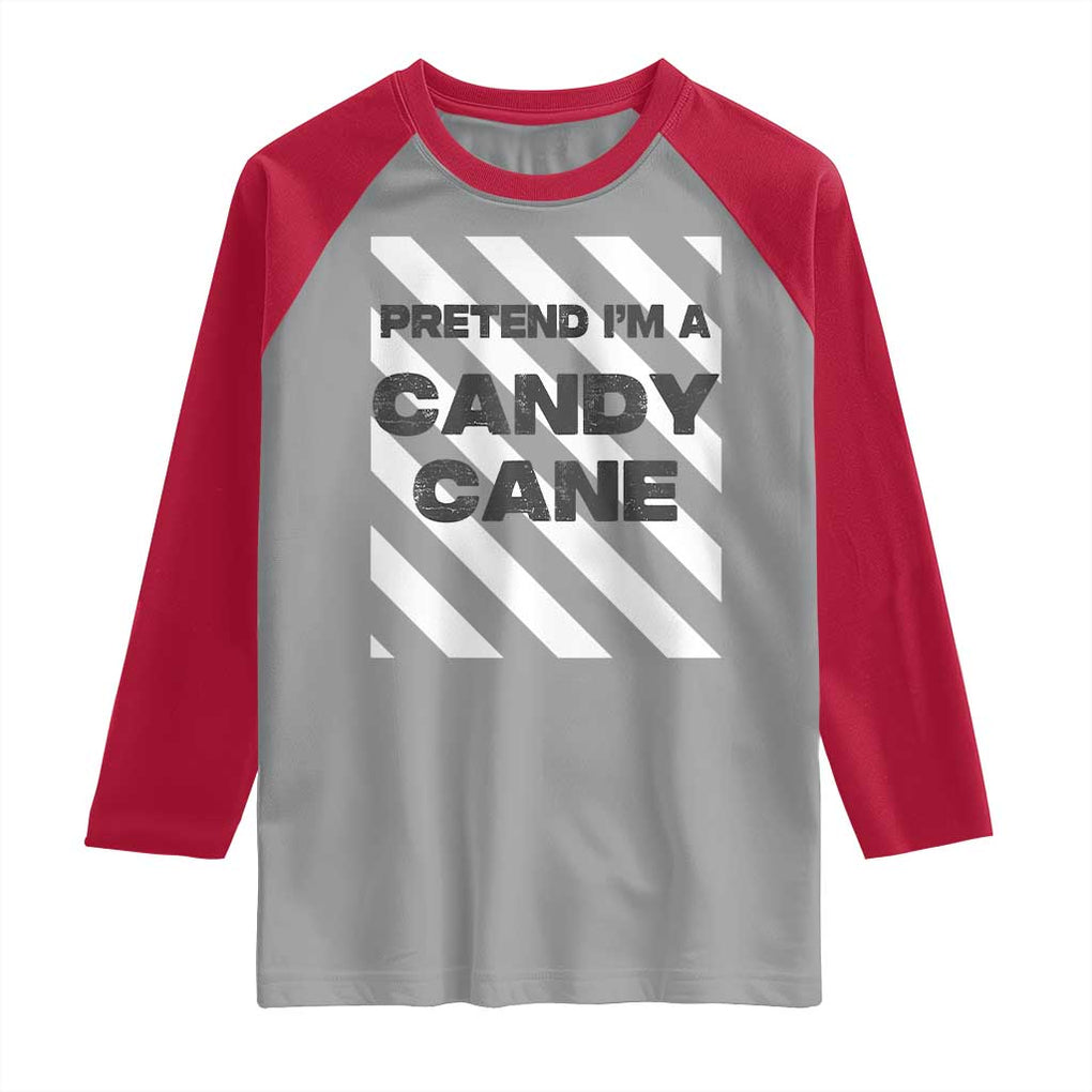 Funny Christmas Costume Raglan Shirt Pretend I'm A Candy Cane TS02 Sport Gray Red Print Your Wear