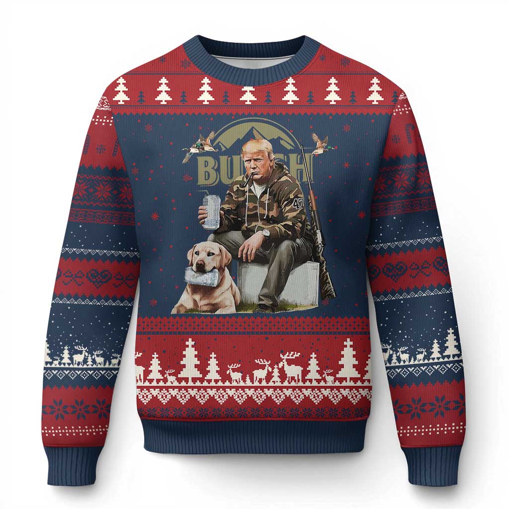 Trump Duck Hunting Ugly Christmas Sweater Camouflage Old School TS02 Navy Red Print Your Wear