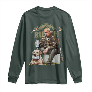 Trump Duck Hunting Long Sleeve Shirt Camouflage Old School TS02 Dark Forest Green Print Your Wear