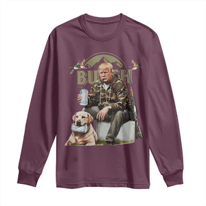 Trump Duck Hunting Long Sleeve Shirt Camouflage Old School TS02 Maroon Print Your Wear