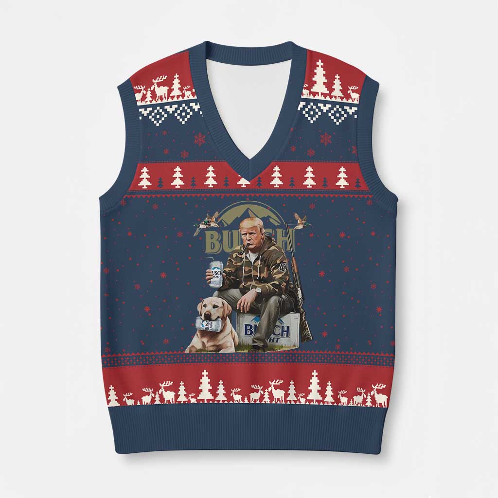 Funny Black Cat V-Neck Knit Sweater Vest Bruh Retro Cat Meme Graphic TS02 Navy Red Print Your Wear