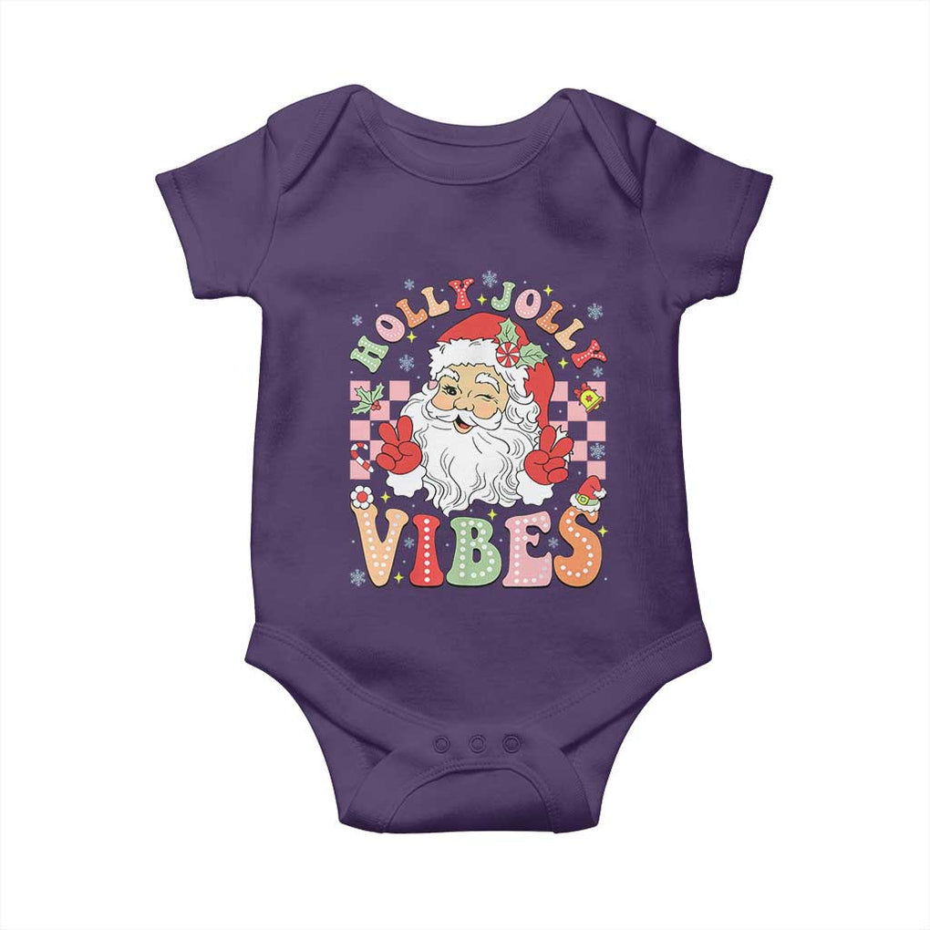Retro Santa Christmas Baby Onesie Groovy Cute Santa Claus Christmas Vibes Xmas TS02 Purple Print Your Wear