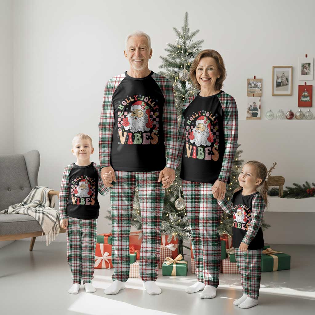 Retro Santa Christmas Plaid Pajama Set Groovy Cute Santa Claus Christmas Vibes Xmas TS02 Christmas Plaid Print Your Wear