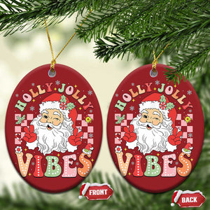 Retro Santa Xmas Christmas Ornament Groovy Cute Santa Claus Christmas Vibes Xmas TS02 Oval Red Print Your Wear