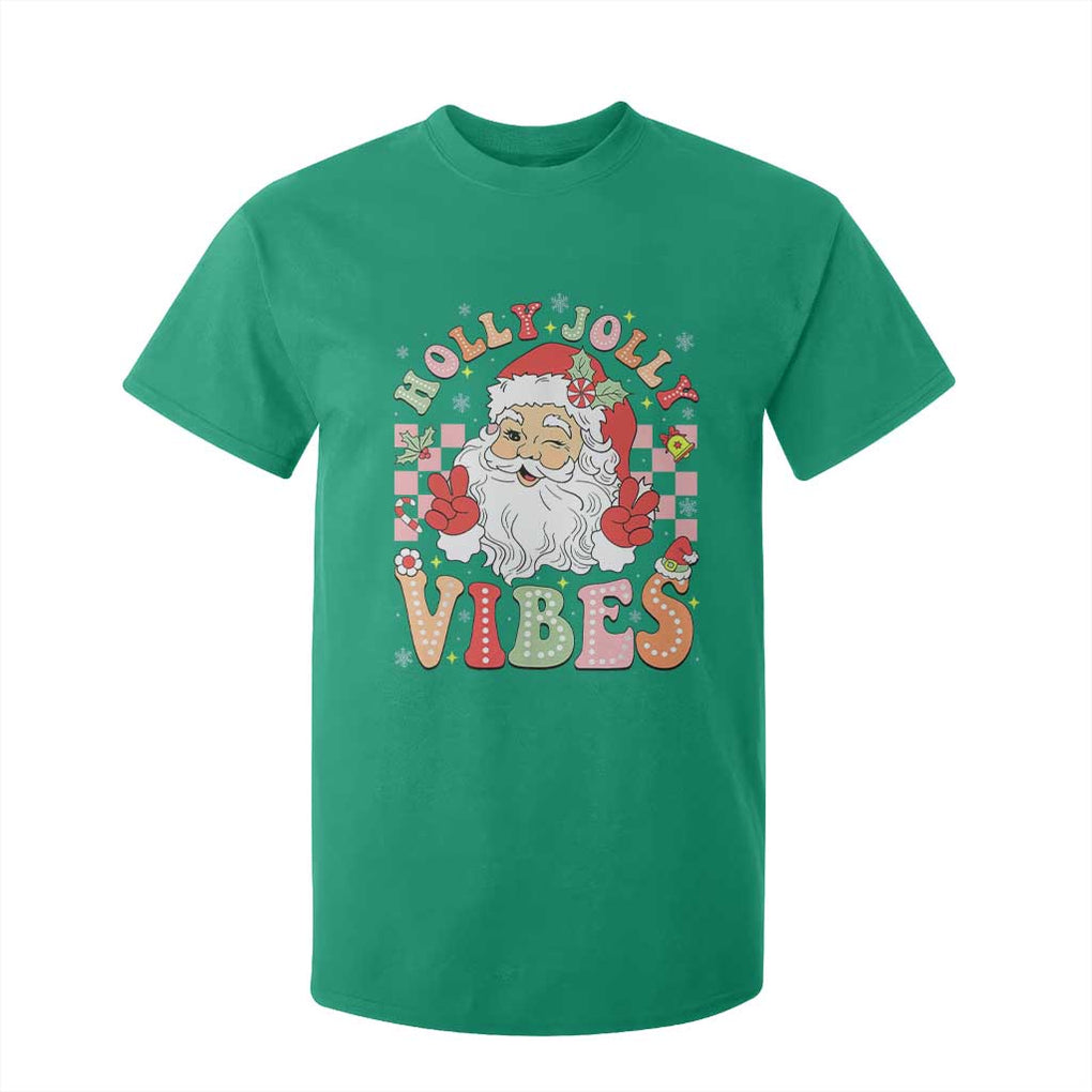 Retro Santa Christmas T Shirt For Kid Groovy Cute Santa Claus Christmas Vibes Xmas TS02 Irish Green Print Your Wear