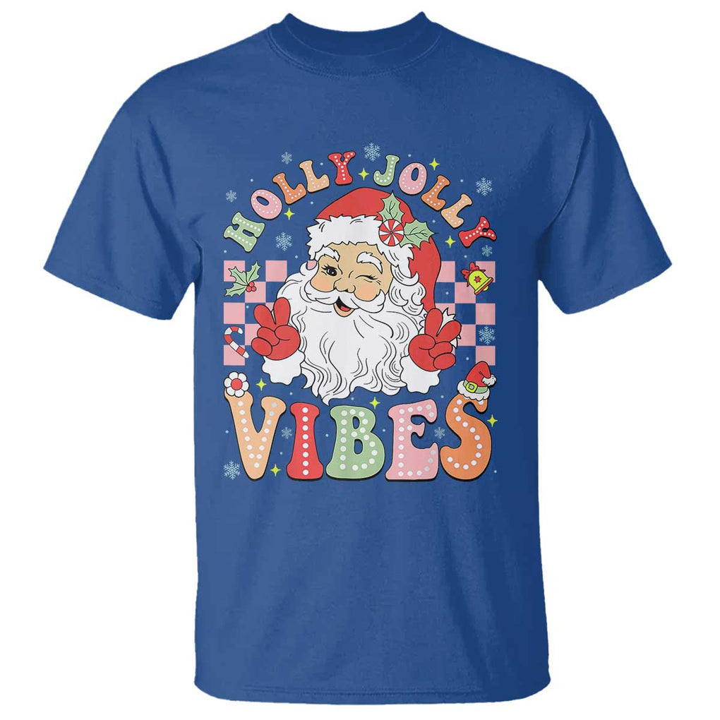 Retro Santa Christmas T Shirt Groovy Cute Santa Claus Christmas Vibes Xmas TS02 Royal Blue Print Your Wear