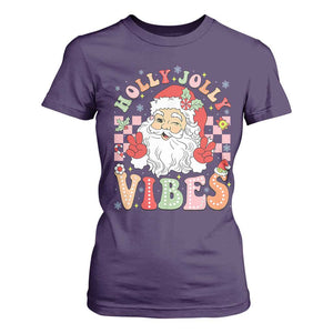 Retro Santa Christmas T Shirt For Women Groovy Cute Santa Claus Christmas Vibes Xmas TS02 Purple Print Your Wear