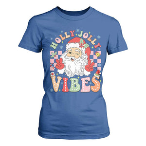 Retro Santa Christmas T Shirt For Women Groovy Cute Santa Claus Christmas Vibes Xmas TS02 Royal Blue Print Your Wear