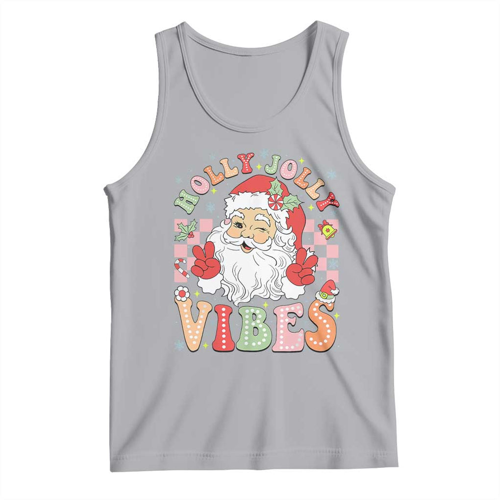 Retro Santa Christmas Tank Top Groovy Cute Santa Claus Christmas Vibes Xmas TS02 Athletic Heather Print Your Wear