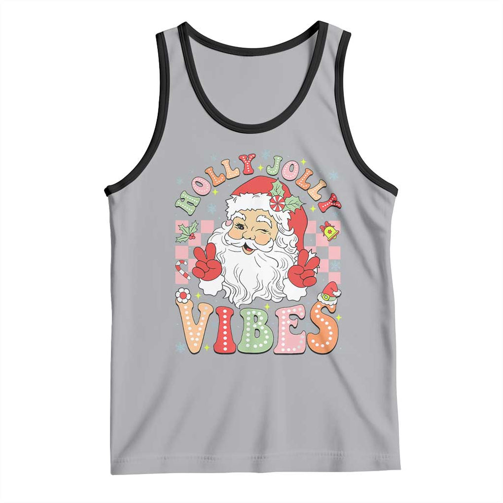 Retro Santa Christmas Tank Top Groovy Cute Santa Claus Christmas Vibes Xmas TS02 Athletic Heather Black Print Your Wear