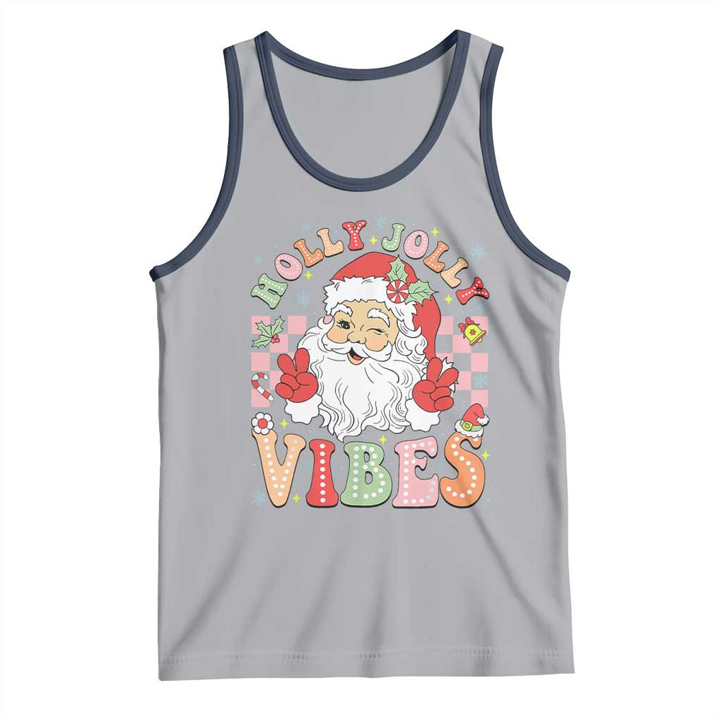 Retro Santa Christmas Tank Top Groovy Cute Santa Claus Christmas Vibes Xmas TS02 Athletic Heather Navy Print Your Wear