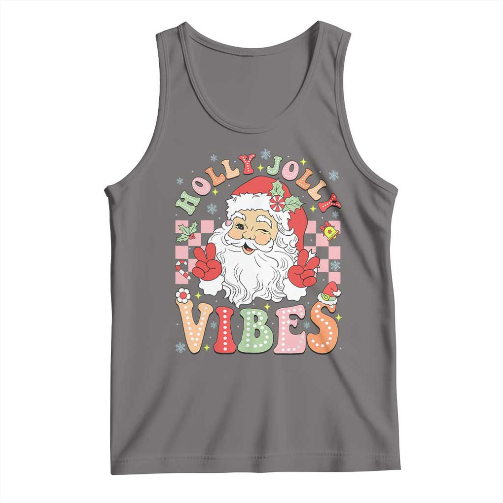 Retro Santa Christmas Tank Top Groovy Cute Santa Claus Christmas Vibes Xmas TS02 Deep Heather Print Your Wear