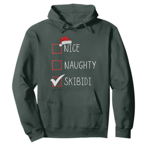 Nice Naughty Skibidi Hoodie Funny Christmas Santa List TS02 Dark Forest Green Print Your Wear