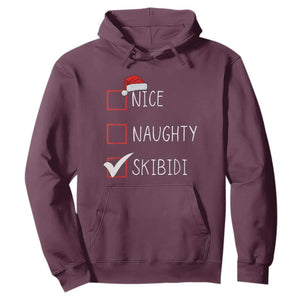 Nice Naughty Skibidi Hoodie Funny Christmas Santa List TS02 Maroon Print Your Wear