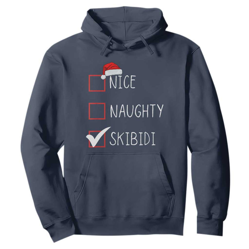 Nice Naughty Skibidi Hoodie Funny Christmas Santa List TS02 Navy Print Your Wear