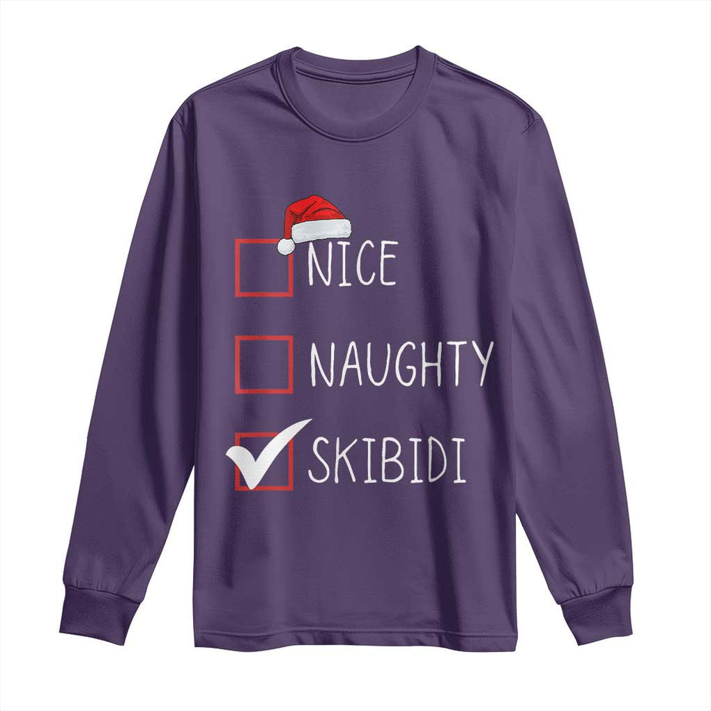 Nice Naughty Skibidi Long Sleeve Shirt Funny Christmas Santa List TS02 Purple Print Your Wear