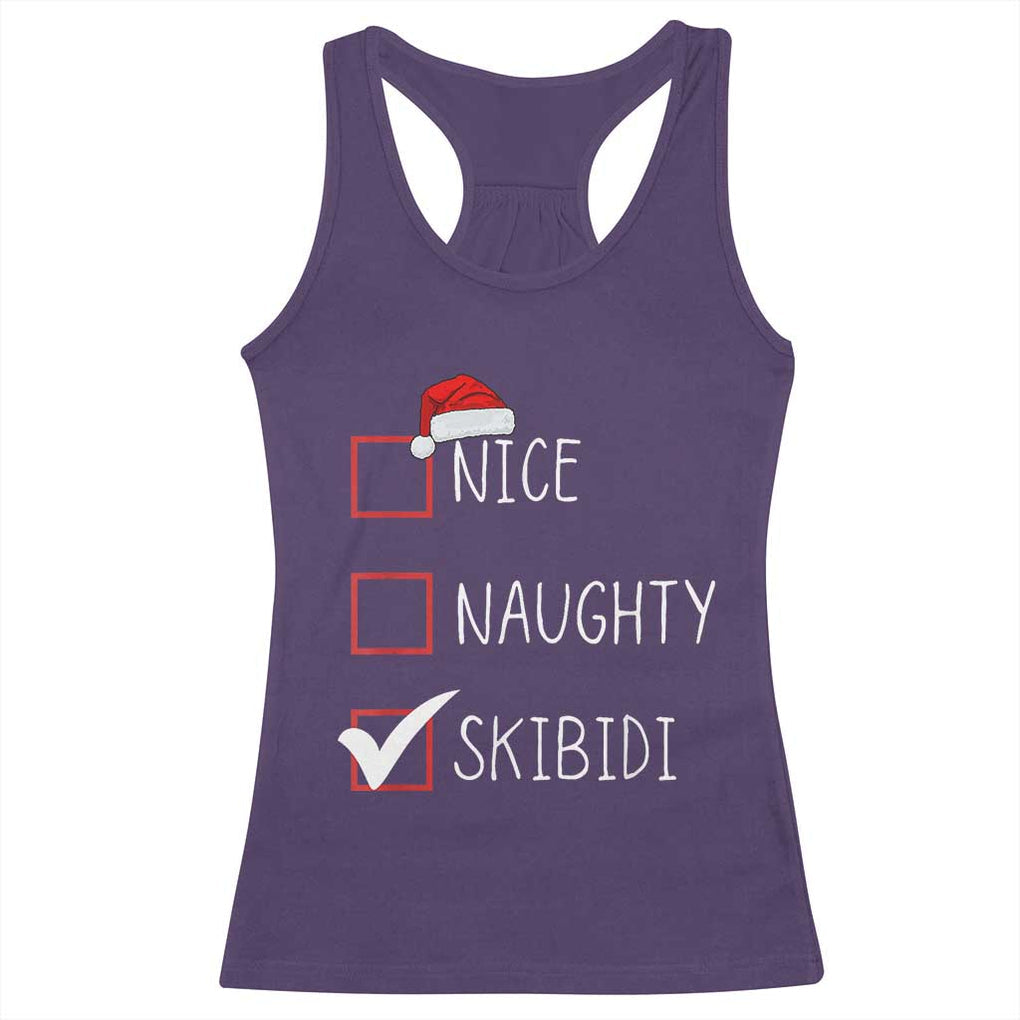 Nice Naughty Skibidi Racerback Tank Top Funny Christmas Santa List TS02 Purple Print Your Wear
