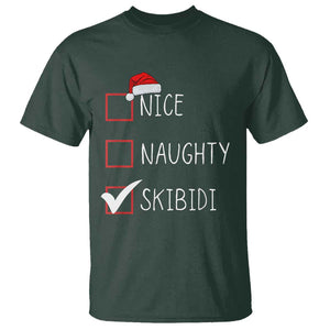 Nice Naughty Skibidi T Shirt Funny Christmas Santa List TS02 Dark Forest Green Print Your Wear