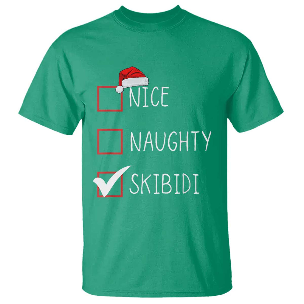 Nice Naughty Skibidi T Shirt Funny Christmas Santa List TS02 Irish Green Print Your Wear
