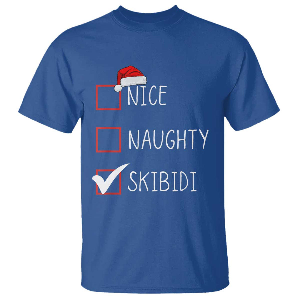 Nice Naughty Skibidi T Shirt Funny Christmas Santa List TS02 Royal Blue Print Your Wear