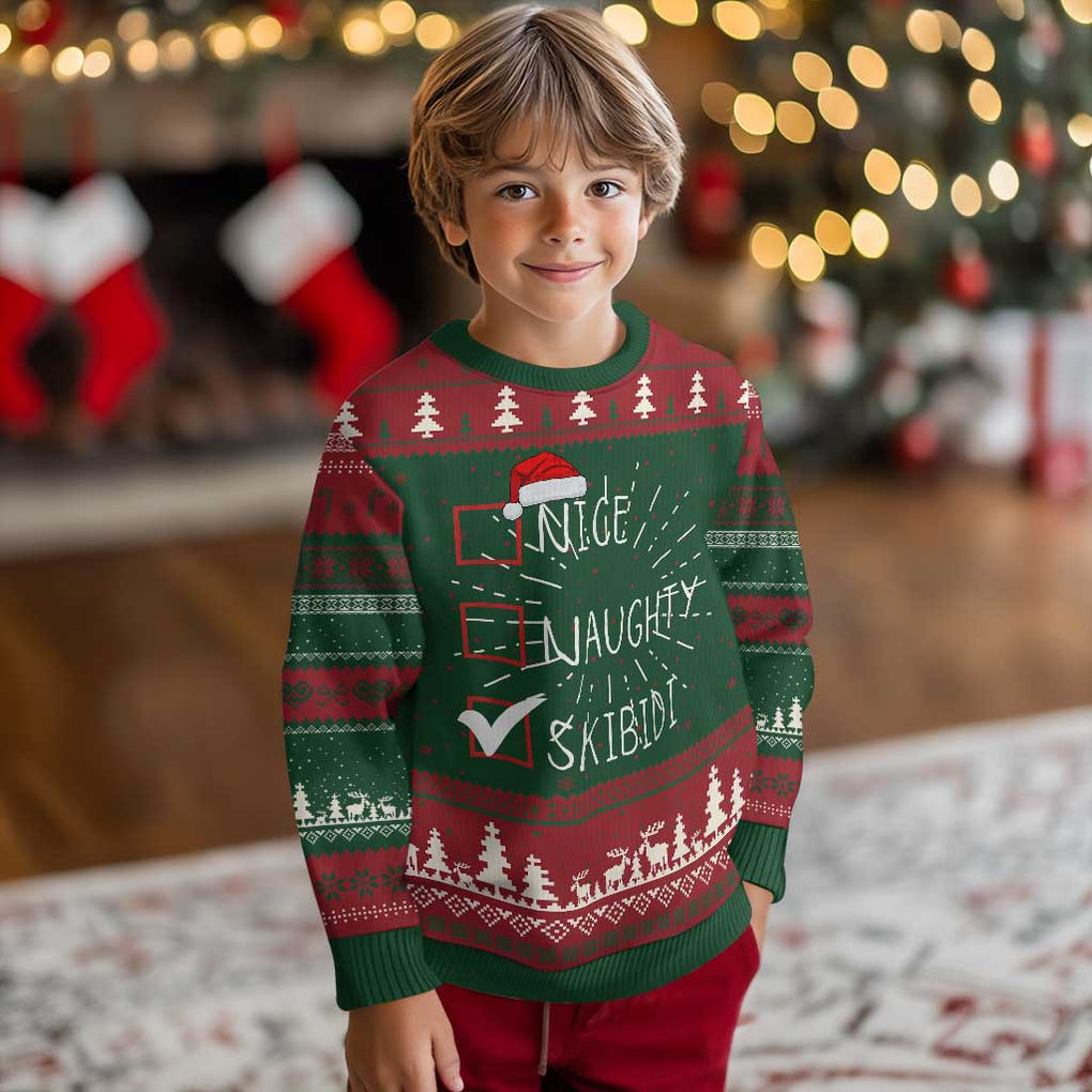 Nice Naughty Skibidi Ugly Christmas Sweater Funny Christmas Santa List TS02 Christmas Print Your Wear