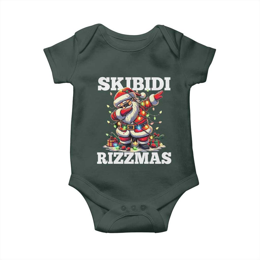 Funny Dabbing Santa Rizz Christmas Baby Onesie Skibidi Rizzmas Xmas Lights TS02 Print Your Wear