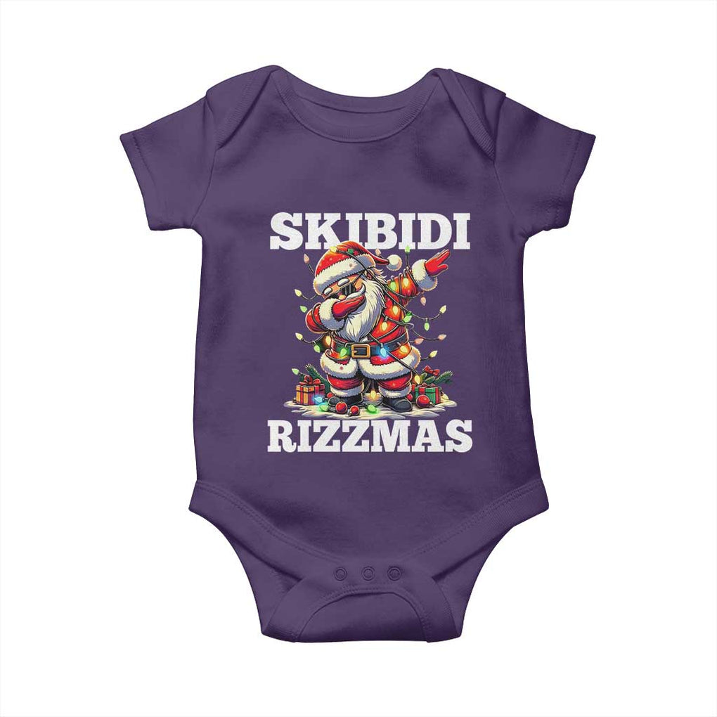 Funny Dabbing Santa Rizz Christmas Baby Onesie Skibidi Rizzmas Xmas Lights TS02 Purple Print Your Wear