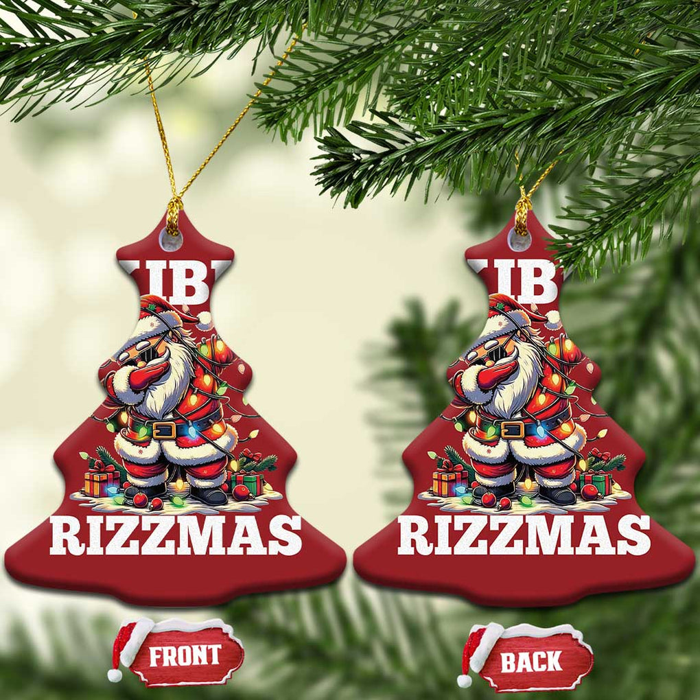 Funny Dabbing Santa Rizz Xmas Christmas Ornament Skibidi Rizzmas Xmas Lights TS02 Christmas Tree Red Print Your Wear