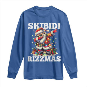 Funny Dabbing Santa Rizz Christmas Long Sleeve Shirt Skibidi Rizzmas Xmas Lights TS02 Royal Blue Print Your Wear