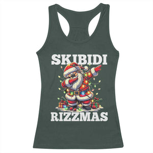 Funny Dabbing Santa Rizz Christmas Racerback Tank Top Skibidi Rizzmas Xmas Lights TS02 Dark Forest Green Print Your Wear
