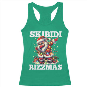 Funny Dabbing Santa Rizz Christmas Racerback Tank Top Skibidi Rizzmas Xmas Lights TS02 Irish Green Print Your Wear