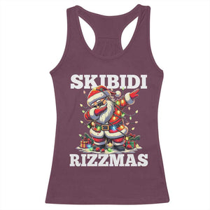 Funny Dabbing Santa Rizz Christmas Racerback Tank Top Skibidi Rizzmas Xmas Lights TS02 Maroon Print Your Wear