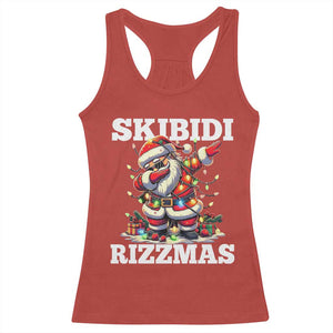 Funny Dabbing Santa Rizz Christmas Racerback Tank Top Skibidi Rizzmas Xmas Lights TS02 Red Print Your Wear