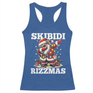Funny Dabbing Santa Rizz Christmas Racerback Tank Top Skibidi Rizzmas Xmas Lights TS02 Royal Blue Print Your Wear