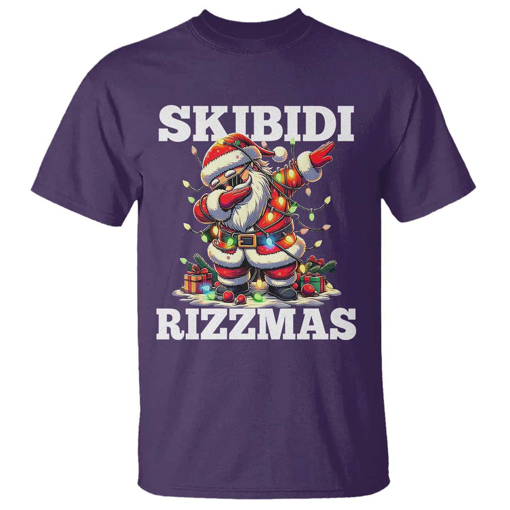 Funny Dabbing Santa Rizz Christmas T Shirt Skibidi Rizzmas Xmas Lights TS02 Purple Print Your Wear