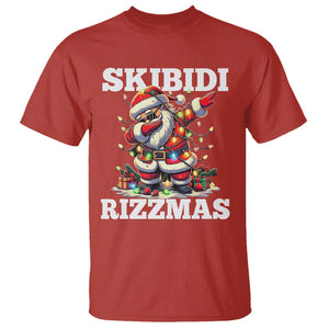 Funny Dabbing Santa Rizz Christmas T Shirt Skibidi Rizzmas Xmas Lights TS02 Red Print Your Wear