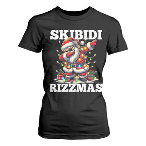 Funny Dabbing Santa Rizz Christmas T Shirt For Women Skibidi Rizzmas Xmas Lights TS02 Black Print Your Wear