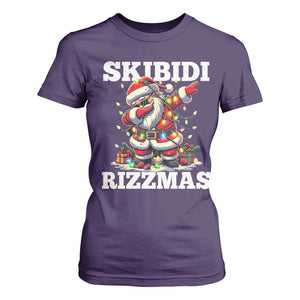 Funny Dabbing Santa Rizz Christmas T Shirt For Women Skibidi Rizzmas Xmas Lights TS02 Purple Print Your Wear