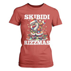 Funny Dabbing Santa Rizz Christmas T Shirt For Women Skibidi Rizzmas Xmas Lights TS02 Red Print Your Wear