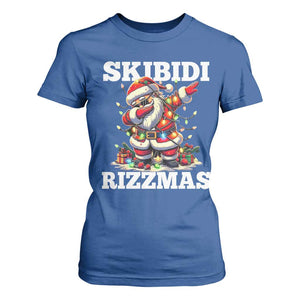 Funny Dabbing Santa Rizz Christmas T Shirt For Women Skibidi Rizzmas Xmas Lights TS02 Royal Blue Print Your Wear
