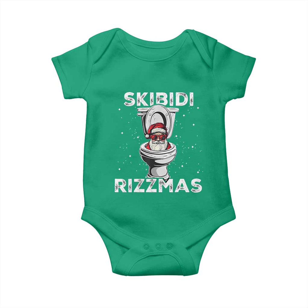 Funny Santa Rizz Christmas Baby Onesie Skibiti Toilet Rizzmas TS02 Irish Green Print Your Wear