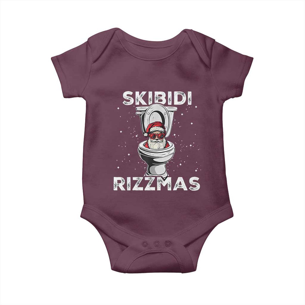 Funny Santa Rizz Christmas Baby Onesie Skibiti Toilet Rizzmas TS02 Maroon Print Your Wear