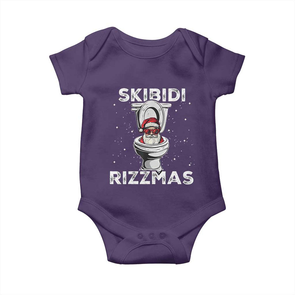 Funny Santa Rizz Christmas Baby Onesie Skibiti Toilet Rizzmas TS02 Purple Print Your Wear